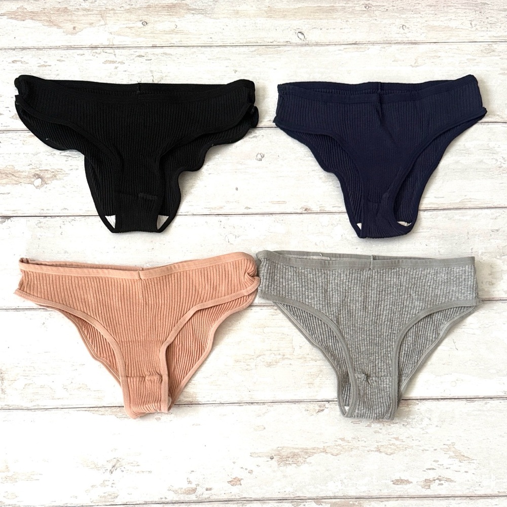 Girls 14/16 Panties Underwear Bundle Bikini Cut Kids Gray Black Pink
